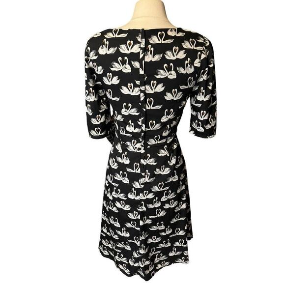 Yumi V-Neck Swan Dress Fit and Flare Small Black White - Picture 5 of 7